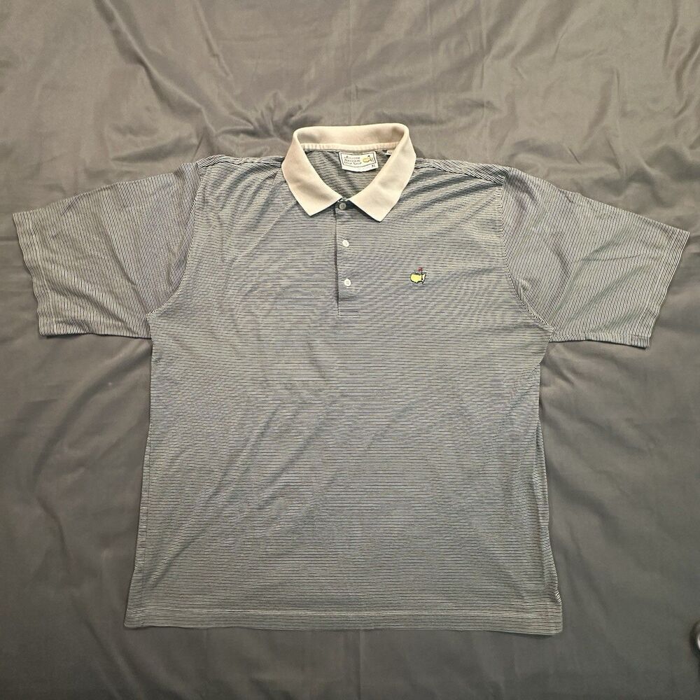 Vintage 90s Masters Polo Augusta National Golf Shop Mens XL Shirt Striped Green